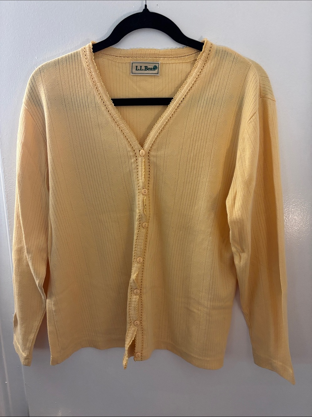 L.L. Bean Women's Pale Yellow Long Sleeve Button Shirt